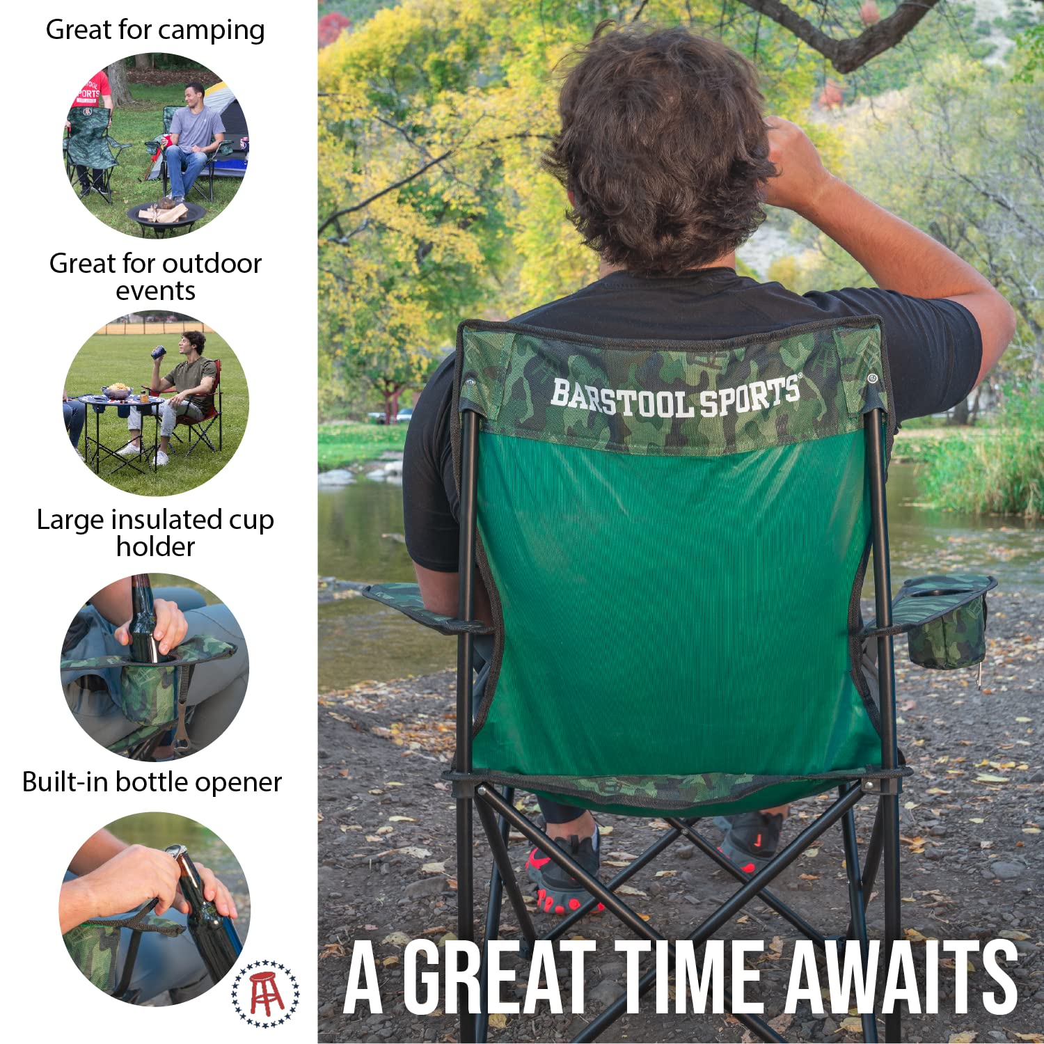 Amazon.com: Barstool Sports Heavy Duty Folding Camping Chair